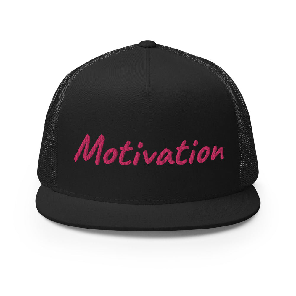 Motivation In Star Rose Quartz Embroidery on 5 Panel Trucker Cap