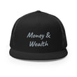 Money & Wealth In Silver Embroidery on 5 Panel Trucker Cap