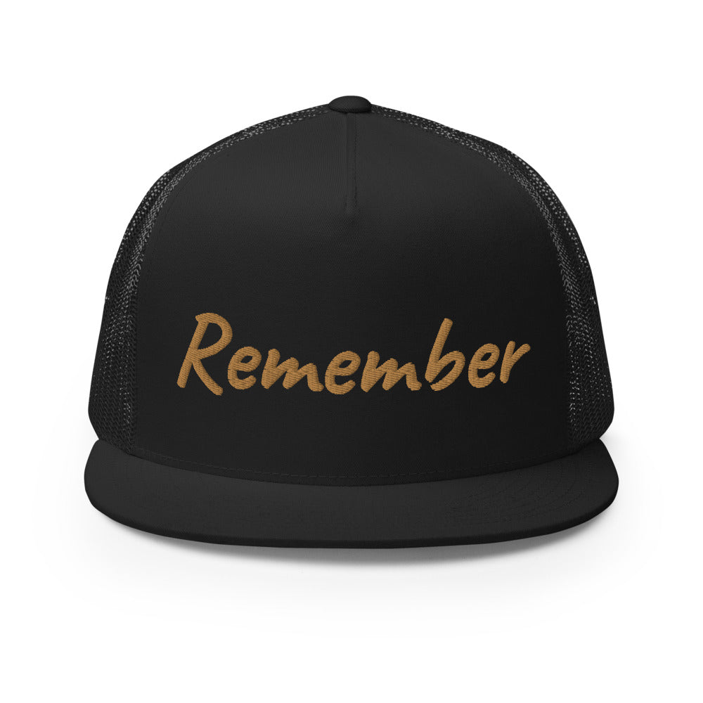 Remember In Celluloid Embroidery on 5 Panel Trucker Cap