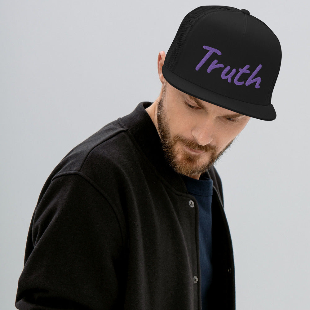 Truth In Amethyst Embroidery on 5 Panel Trucker Cap