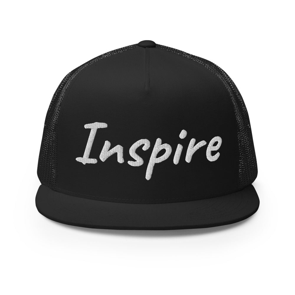 Inspire In Diamond Embroidery on 5 Panel Trucker Cap