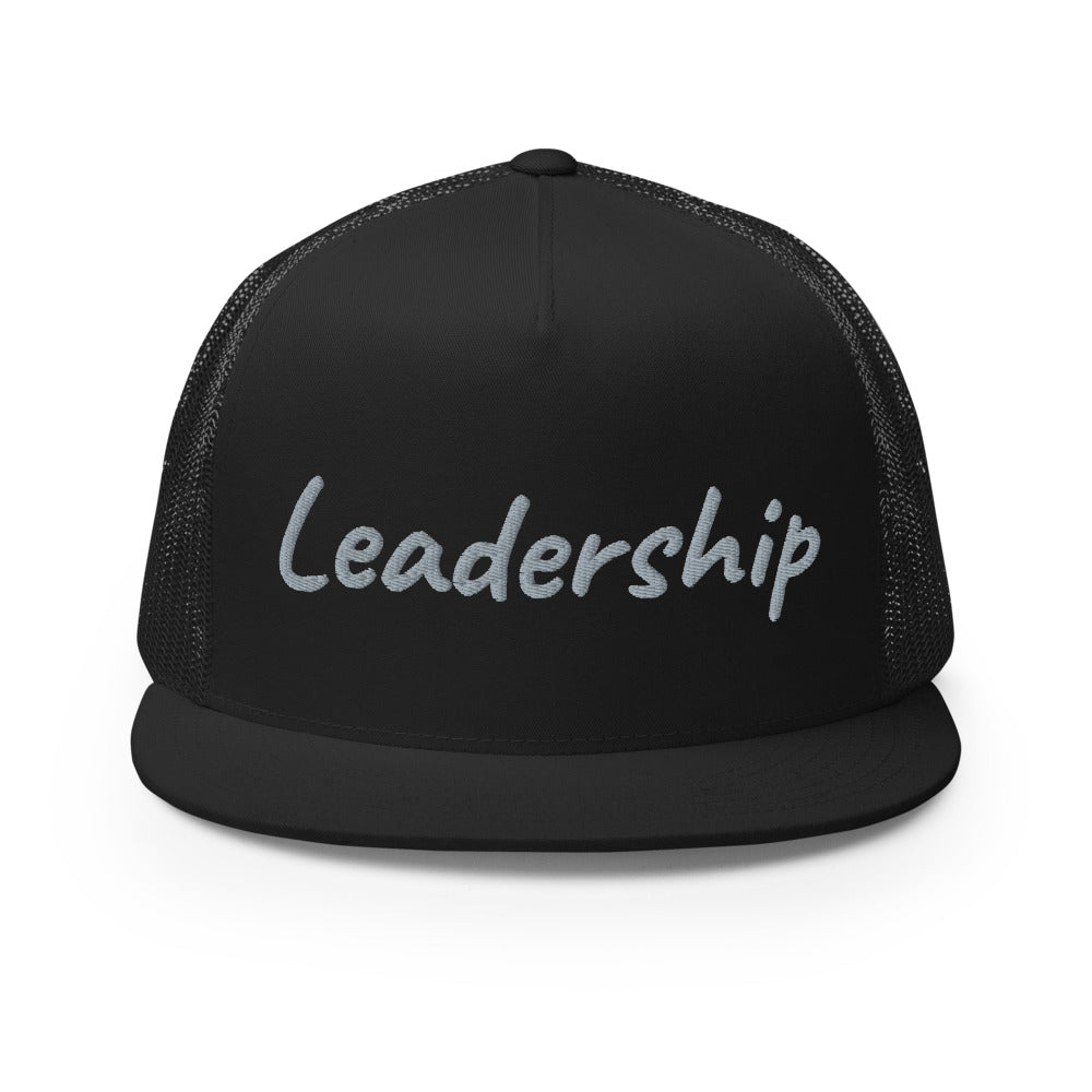 Leadership In Silver Embroidery on 5 Panel Trucker Cap