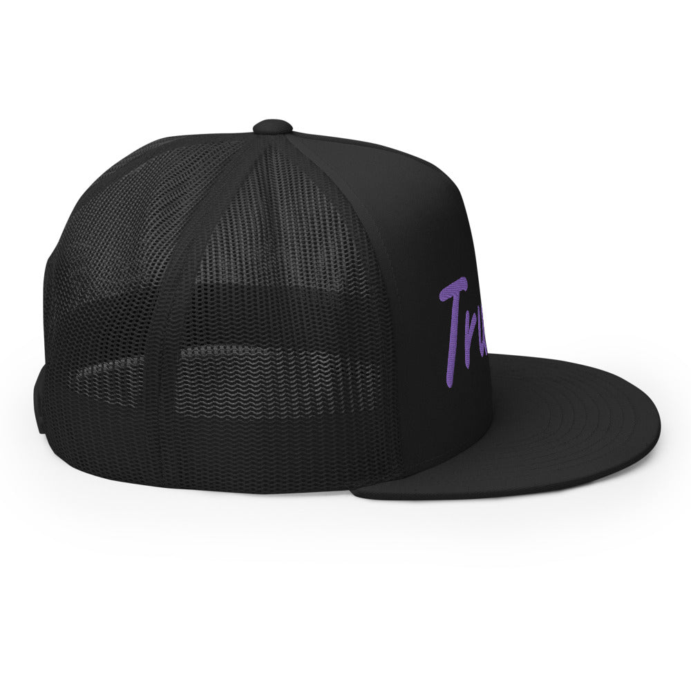 Truism In Amethyst Embroidery on 5 Panel Trucker Cap