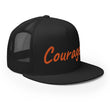 Courage In Amber Embroidery on 5 Panel Trucker Cap