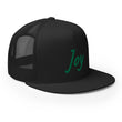 Joy In Emerald Embroidery on 5 Panel Trucker Cap