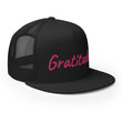 Gratitude In Star Rose Quartz Embroidery on 5 Panel Trucker Cap