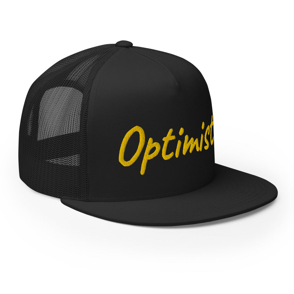 Optimist In Gold Embroidery on 5 Panel Trucker Cap