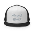 Money & Wealth In Silver Embroidery on 5 Panel Trucker Cap