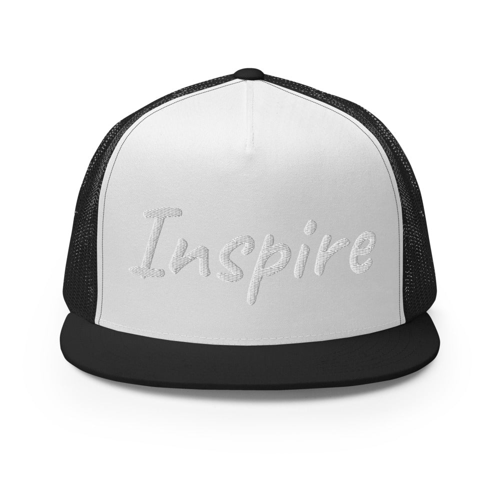 Inspire In Diamond Embroidery on 5 Panel Trucker Cap