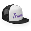 Truism In Amethyst Embroidery on 5 Panel Trucker Cap