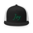 Joy In Emerald Embroidery on 5 Panel Trucker Cap