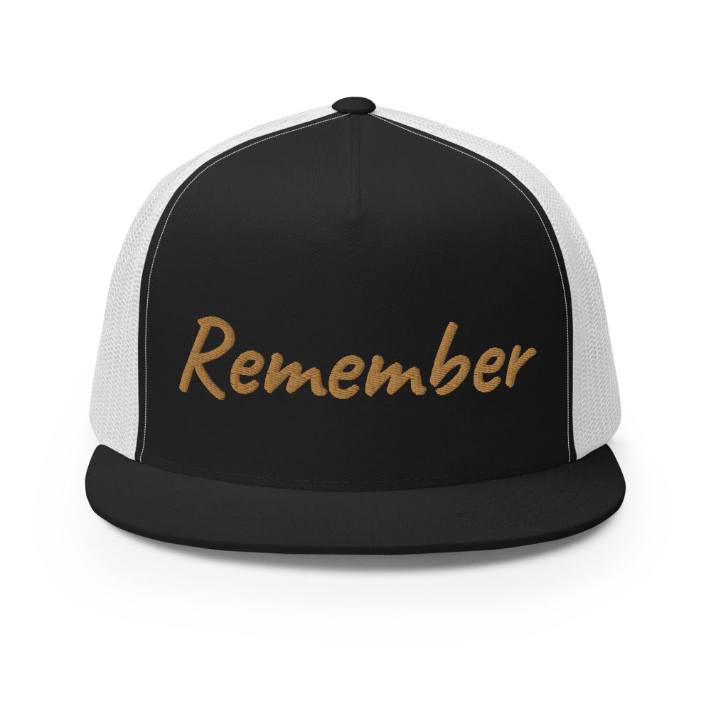 Remember In Celluloid Embroidery on 5 Panel Trucker Cap