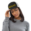 Optimist In Gold Embroidery on 5 Panel Trucker Cap