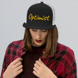 Optimist In Gold Embroidery on 5 Panel Trucker Cap