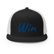 Win In Sapphire Embroidery on 5 Panel Trucker Cap