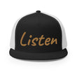 Listen In Copper Embroidery on 5 Panel Trucker Cap