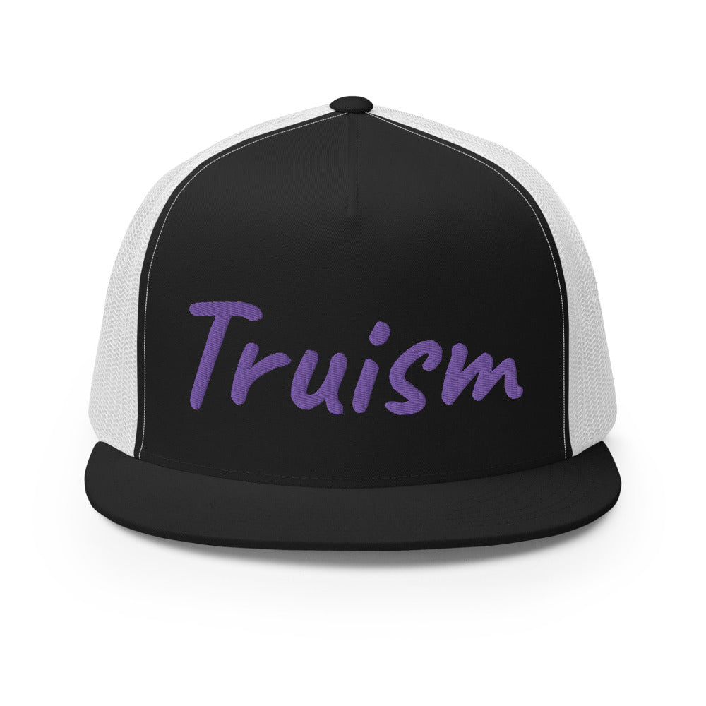 Truism In Amethyst Embroidery on 5 Panel Trucker Cap