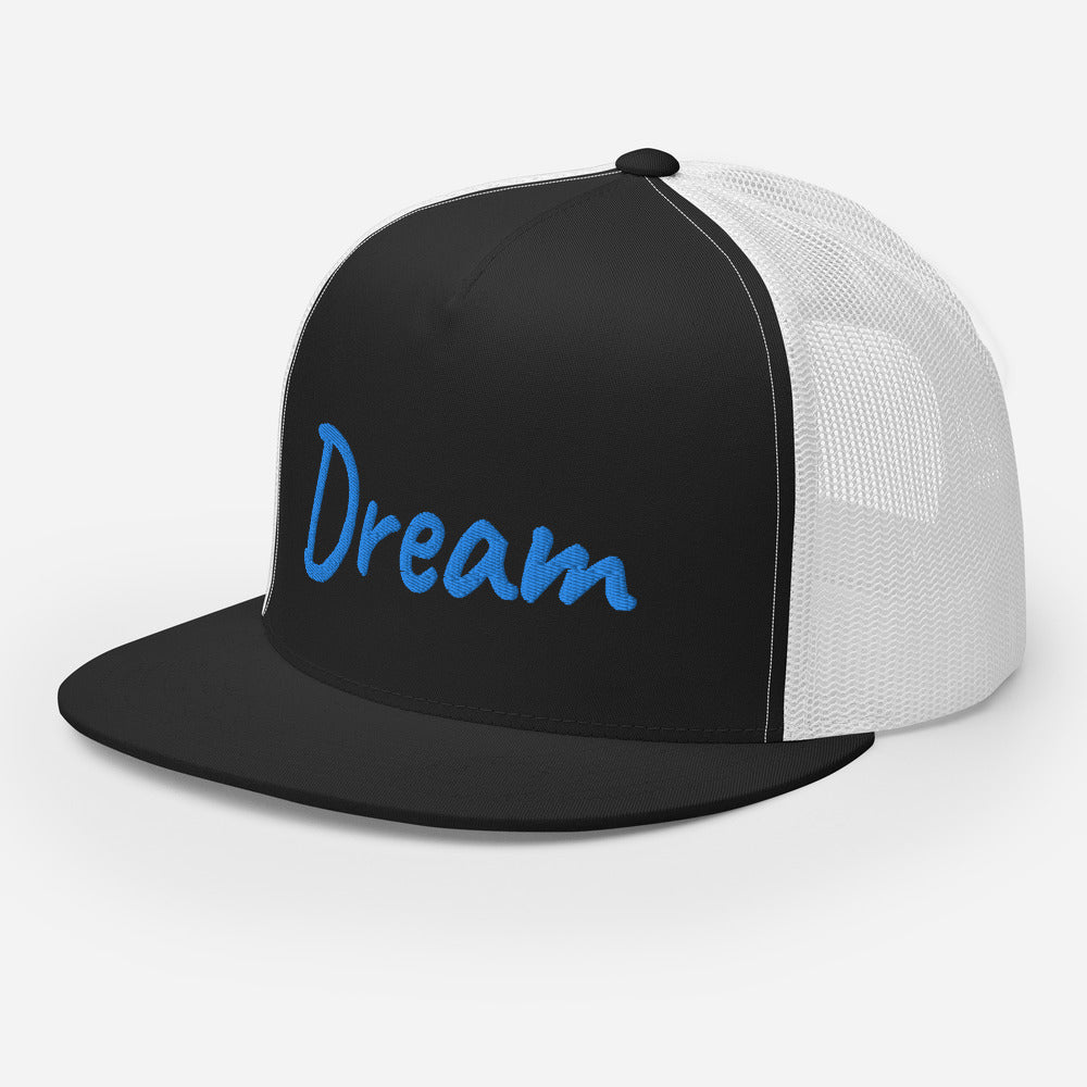 Dream In Sapphire Embroidery on 5 Panel Trucker Cap