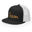 Team In Celluloid Embroidery on 5 Panel Trucker Cap