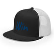 Win In Sapphire Embroidery on 5 Panel Trucker Cap