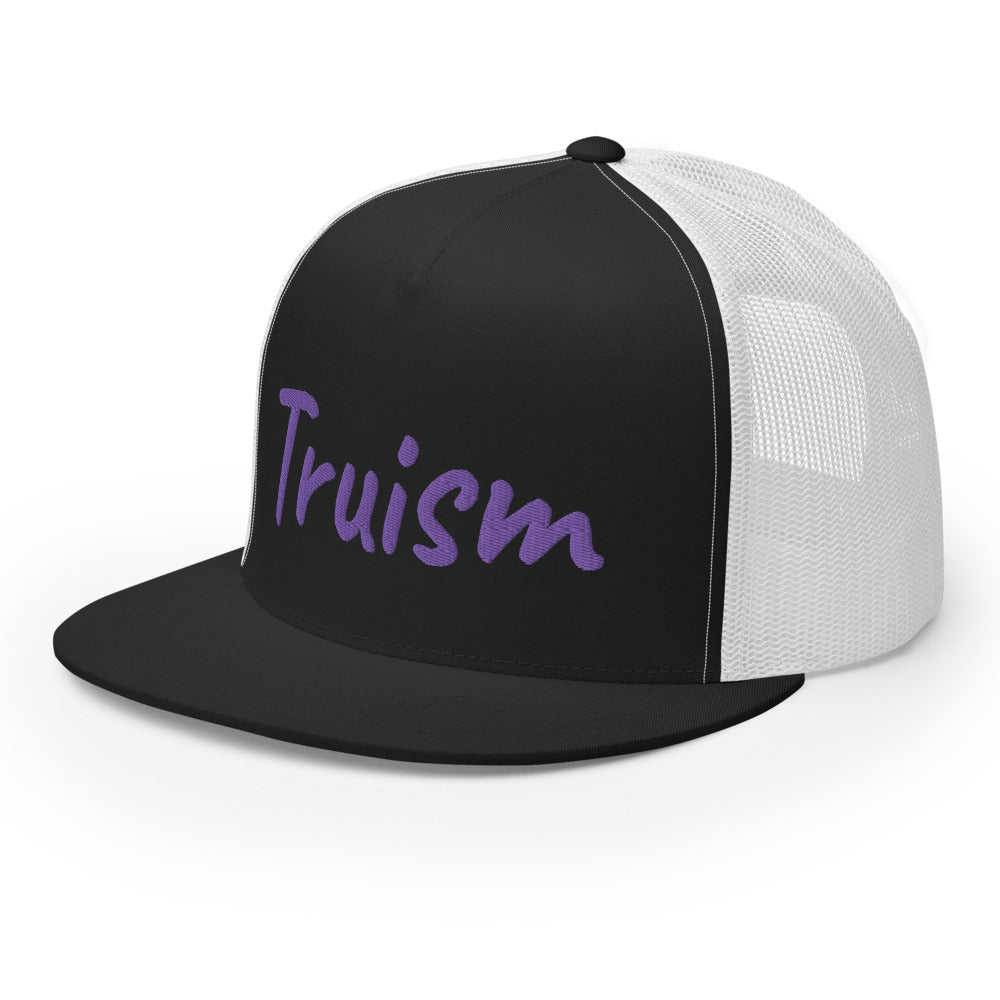 Truism In Amethyst Embroidery on 5 Panel Trucker Cap