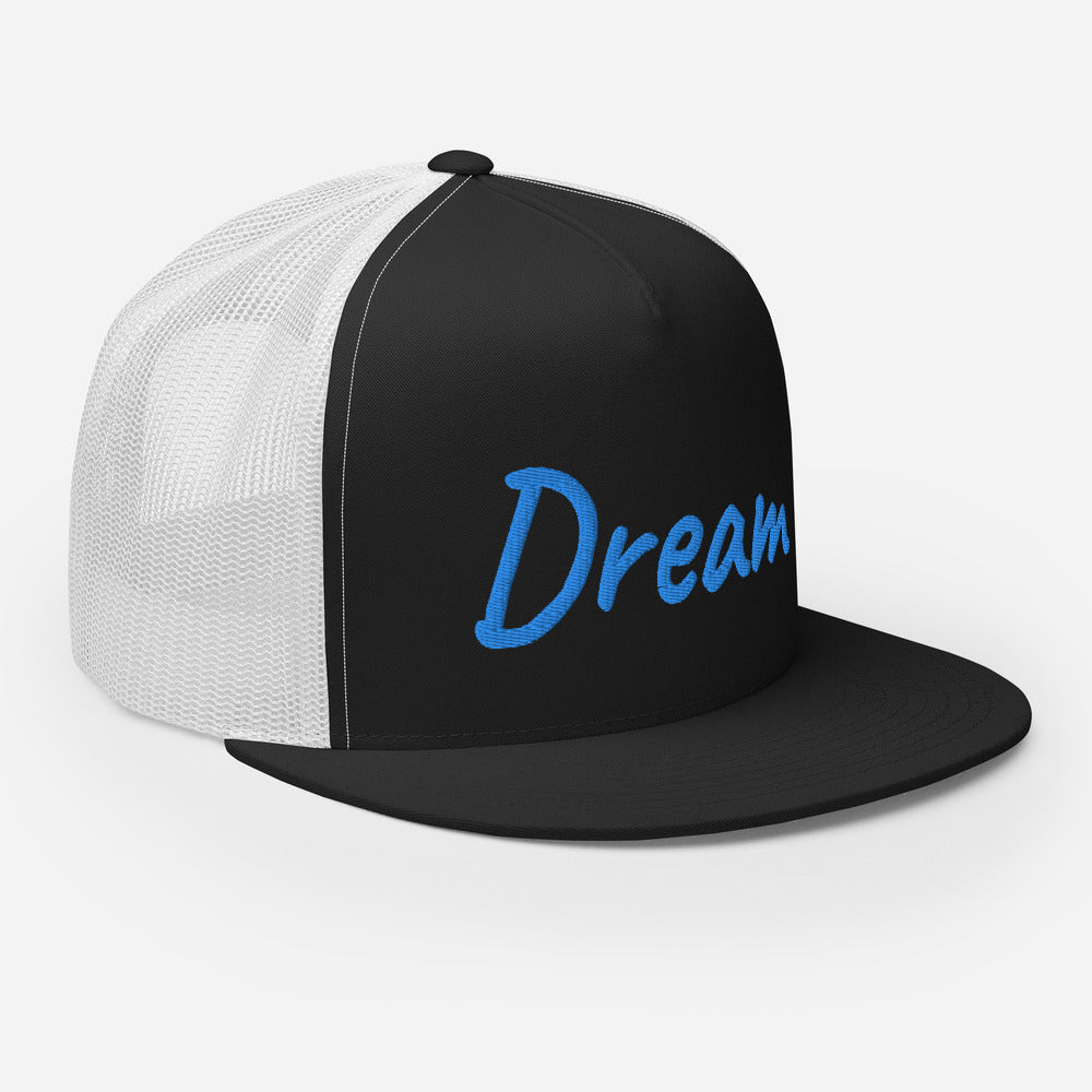 Dream In Sapphire Embroidery on 5 Panel Trucker Cap