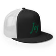 Joy In Emerald Embroidery on 5 Panel Trucker Cap