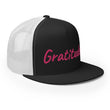 Gratitude In Star Rose Quartz Embroidery on 5 Panel Trucker Cap