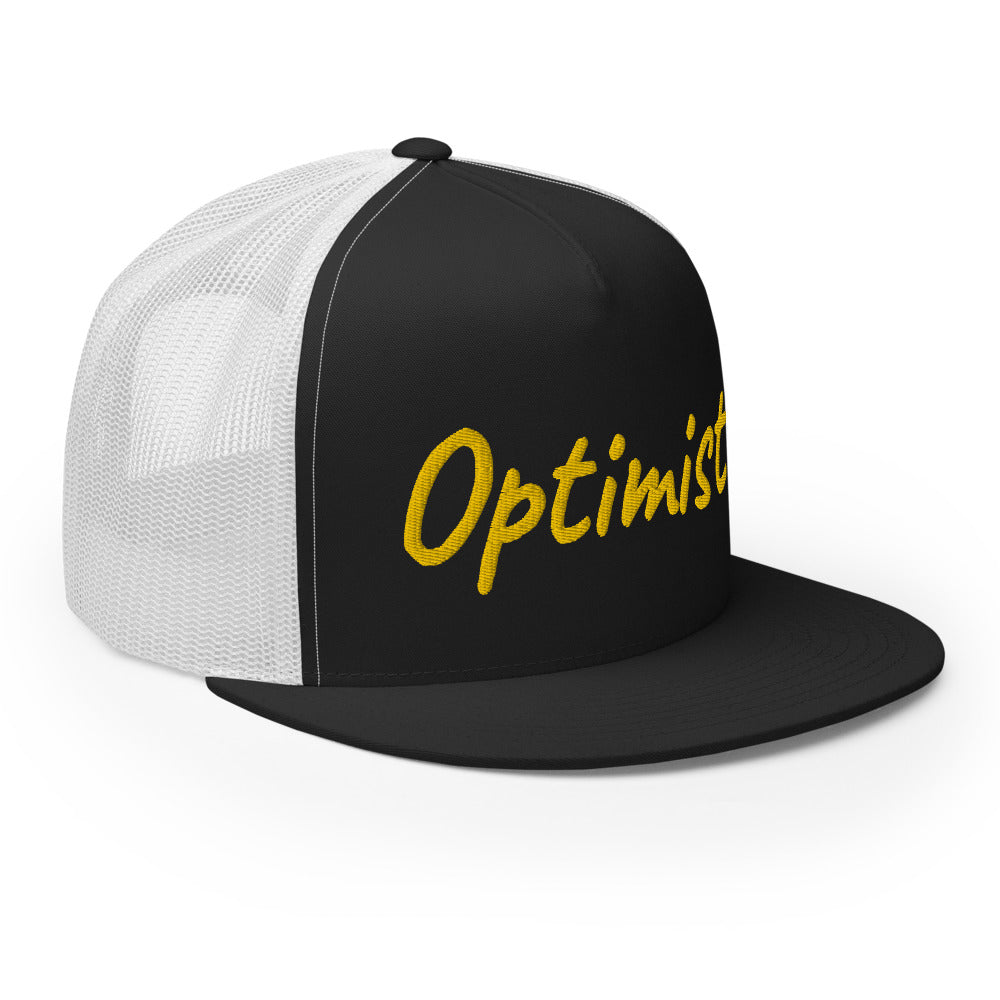 Optimist In Gold Embroidery on 5 Panel Trucker Cap