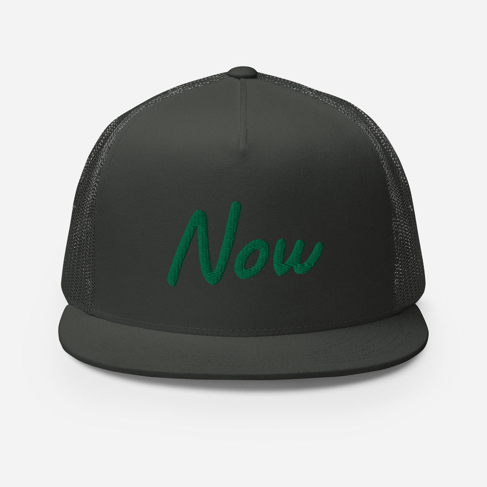 Now In Emerald Embroidery on 5 Panel Trucker Cap