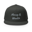 Money & Wealth In Silver Embroidery on 5 Panel Trucker Cap