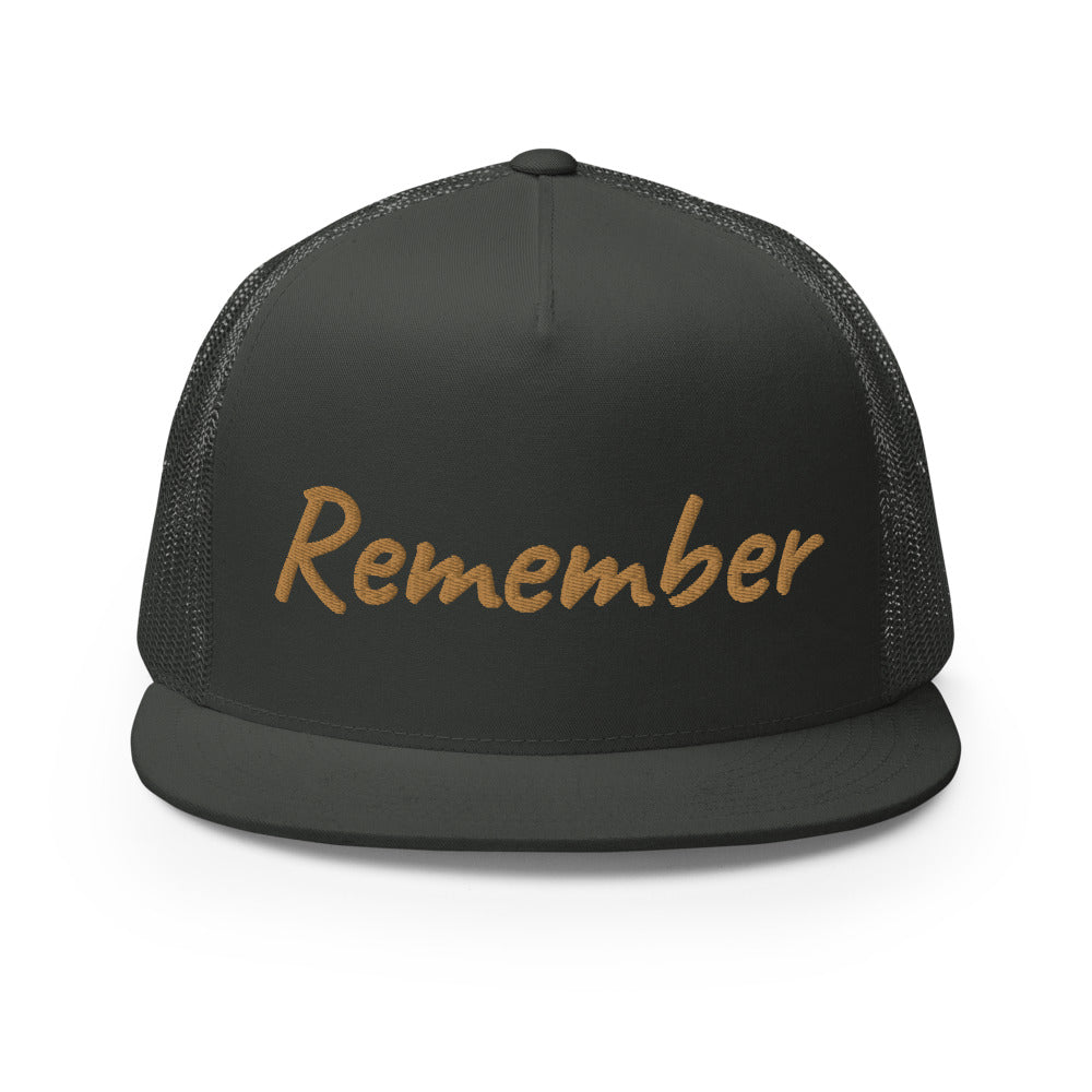 Remember In Celluloid Embroidery on 5 Panel Trucker Cap