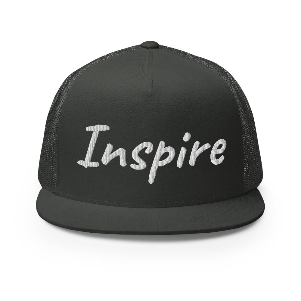 Inspire In Diamond Embroidery on 5 Panel Trucker Cap