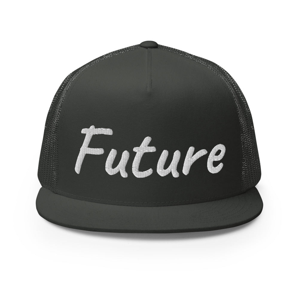 Future In Pearl Embroidery on 5 Panel Trucker Cap