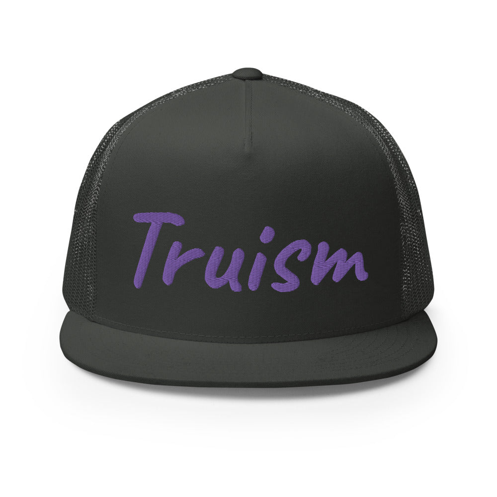 Truism In Amethyst Embroidery on 5 Panel Trucker Cap