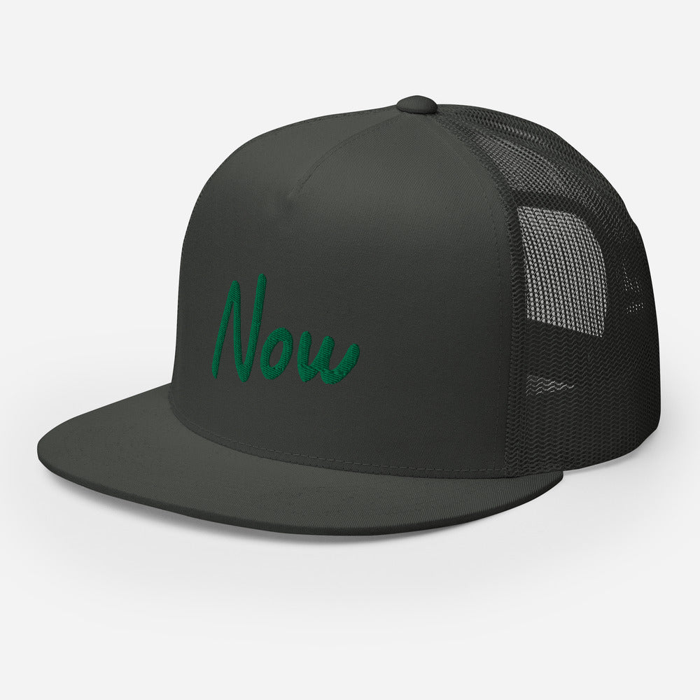 Now In Emerald Embroidery on 5 Panel Trucker Cap