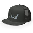 Lead In Silver Embroidery on 5 Panel Trucker Cap