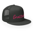 Gratitude In Star Rose Quartz Embroidery on 5 Panel Trucker Cap