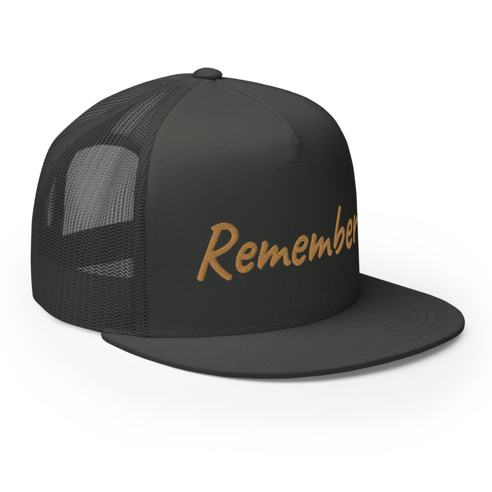 Remember In Celluloid Embroidery on 5 Panel Trucker Cap