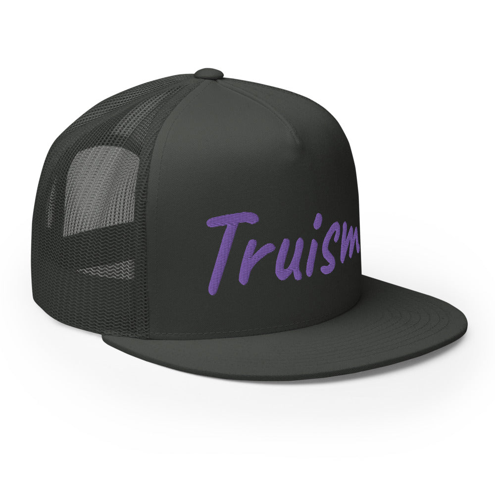 Truism In Amethyst Embroidery on 5 Panel Trucker Cap