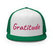 Gratitude In Star Rose Quartz Embroidery on 5 Panel Trucker Cap