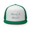 Money & Wealth In Silver Embroidery on 5 Panel Trucker Cap