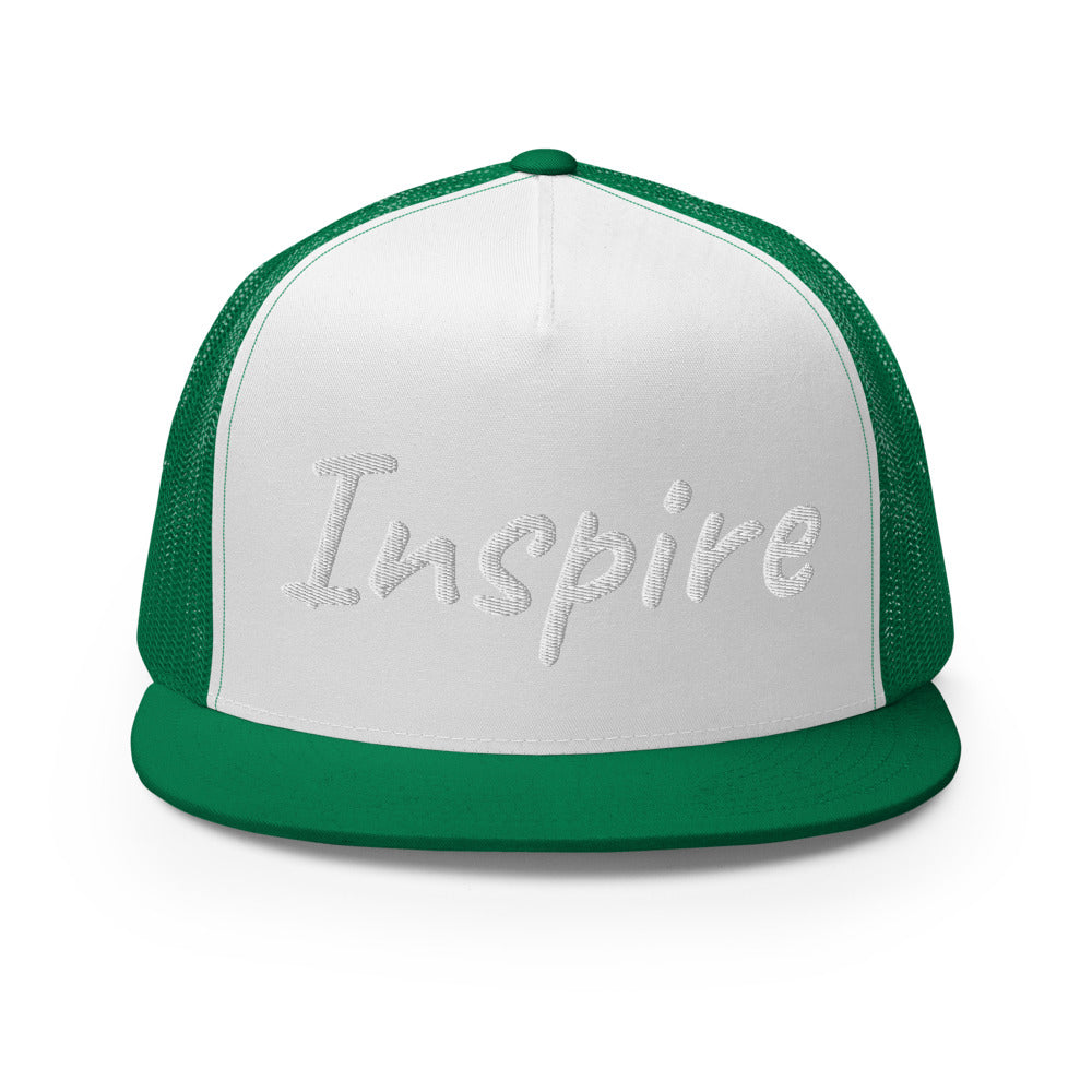 Inspire In Diamond Embroidery on 5 Panel Trucker Cap