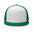 5813 In Pearl Embroidery on 5 Panel Trucker Cap