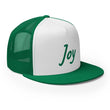 Joy In Emerald Embroidery on 5 Panel Trucker Cap