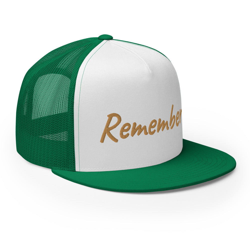 Remember In Celluloid Embroidery on 5 Panel Trucker Cap