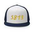 5813 In Gold Embroidery on 5 Panel Trucker Cap