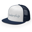 Leadership In Silver Embroidery on 5 Panel Trucker Cap