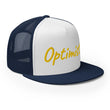 Optimist In Gold Embroidery on 5 Panel Trucker Cap