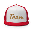 Team In Celluloid Embroidery on 5 Panel Trucker Cap